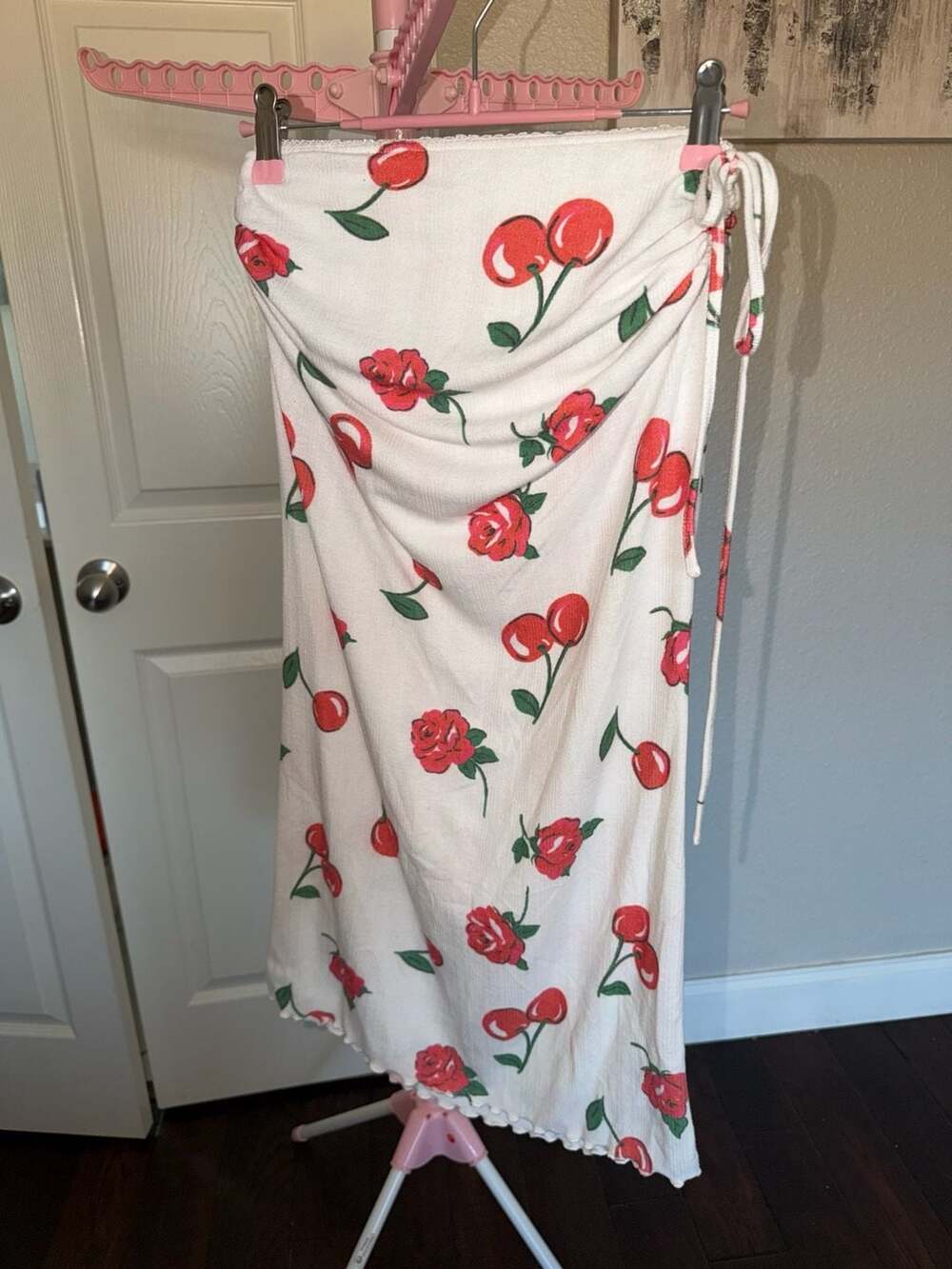 For Love & Lemons Wilma Midi Skirt Size XS Cherry Print